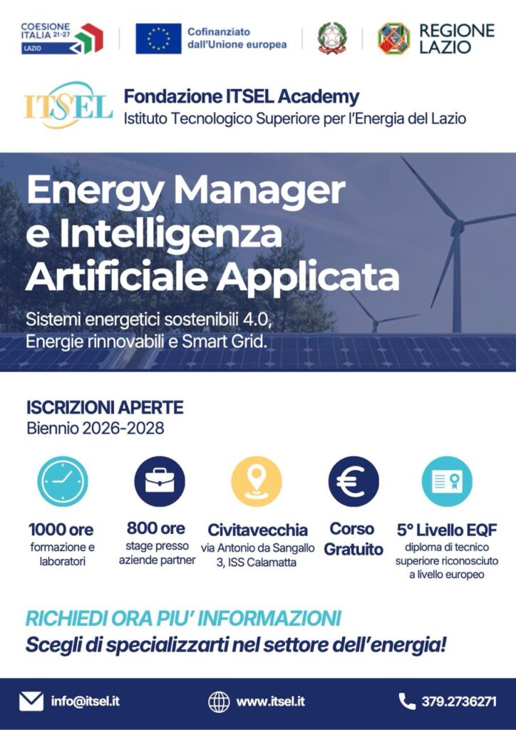 Energy Manager e Intelligenza
Artificiale Applicata
Sistemi energetici sostenibili 4.0,
Energie rinnovabili e Smart Grid.